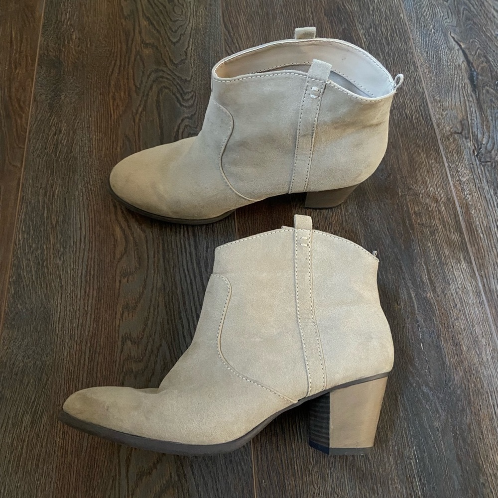 Tan suede booties